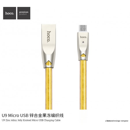 U9 Zinc Alloy Jelly Knitted Micro Charging Cable - Gold